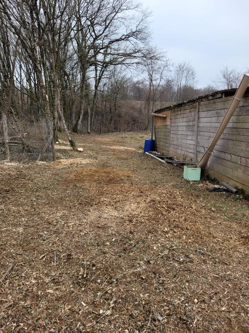 Terrain privé débroussaillé et souches rognées